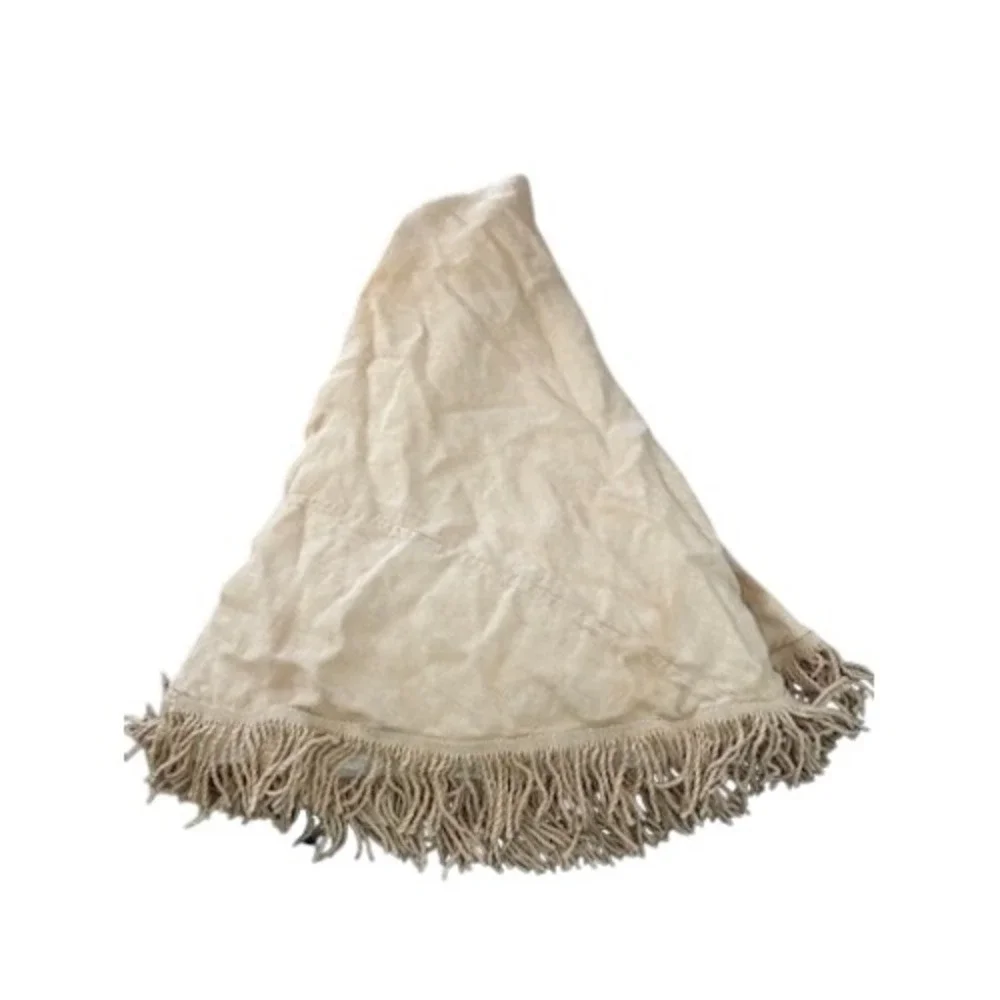 Ballard Discolored Crafts Fringed Burlap Tablecloth 90